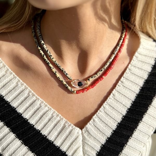 Jasper Kristal Göz Kolye