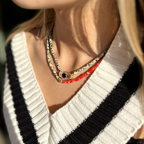 Jasper Kristal Göz Kolye