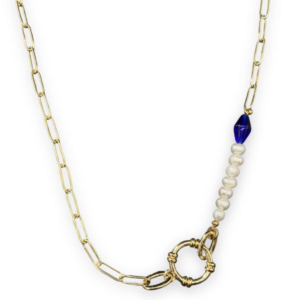 Pearl & Blue Uzun Kolye
