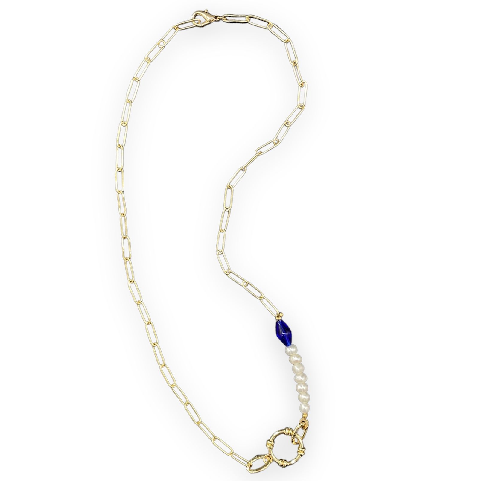 Pearl & Blue Uzun Kolye