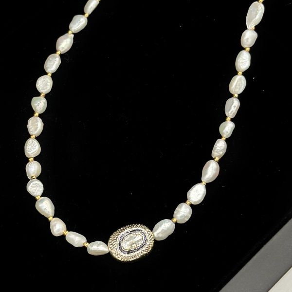 Ham Elmas Gold & İnci Kolye