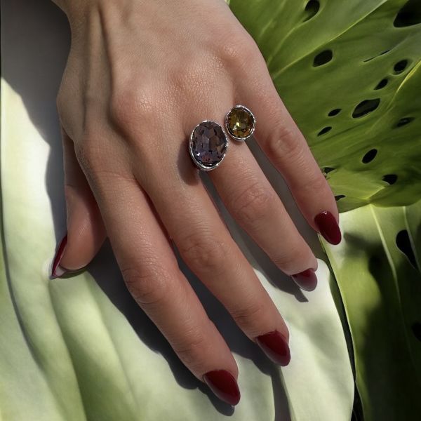 2 Renkli Swarovski Yüzük