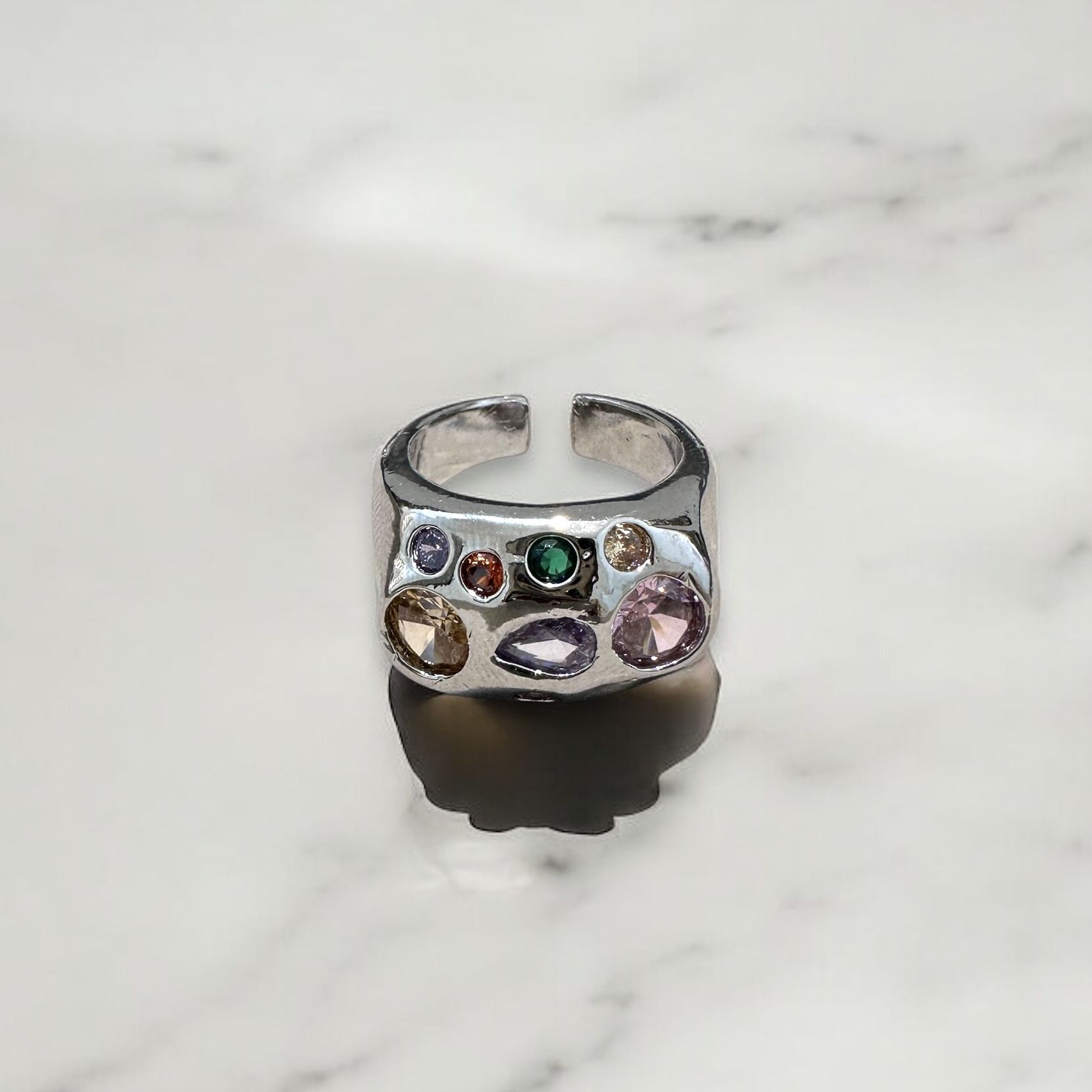 Renkli Taşlı Dalia Yüzük