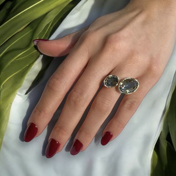 Gri & Füme Taşlı Swarovski Yüzük