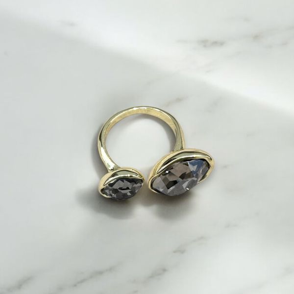 Gri & Füme Taşlı Swarovski Yüzük