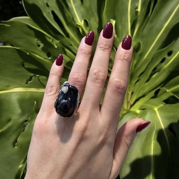 Gerçek Siyah Barok İnci Yüzük