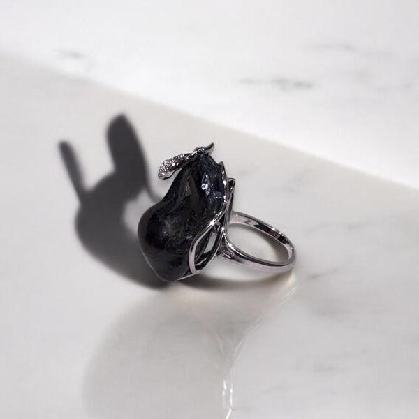 Gerçek Siyah Barok İnci Yüzük