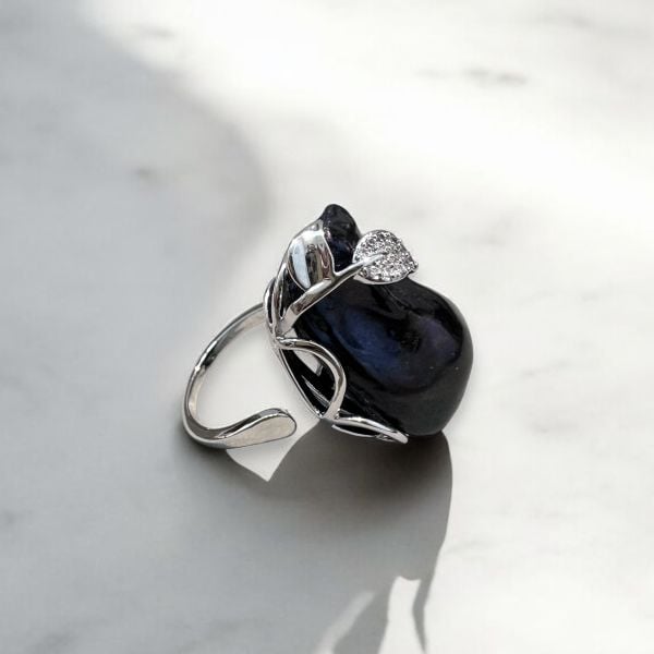 Gerçek Siyah Barok İnci Yüzük