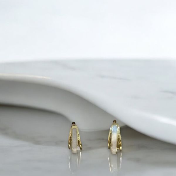 Beyaz & Gold Küpe