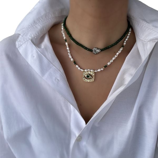 Ham Elmas Kök Zümrüt Kolye