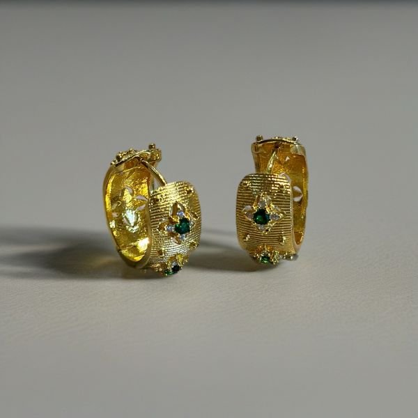 Bohem Yeşil Taşlı Halka Küpe