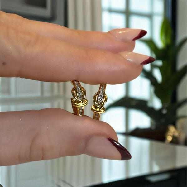 Taşlı Yarım Halka Küpe